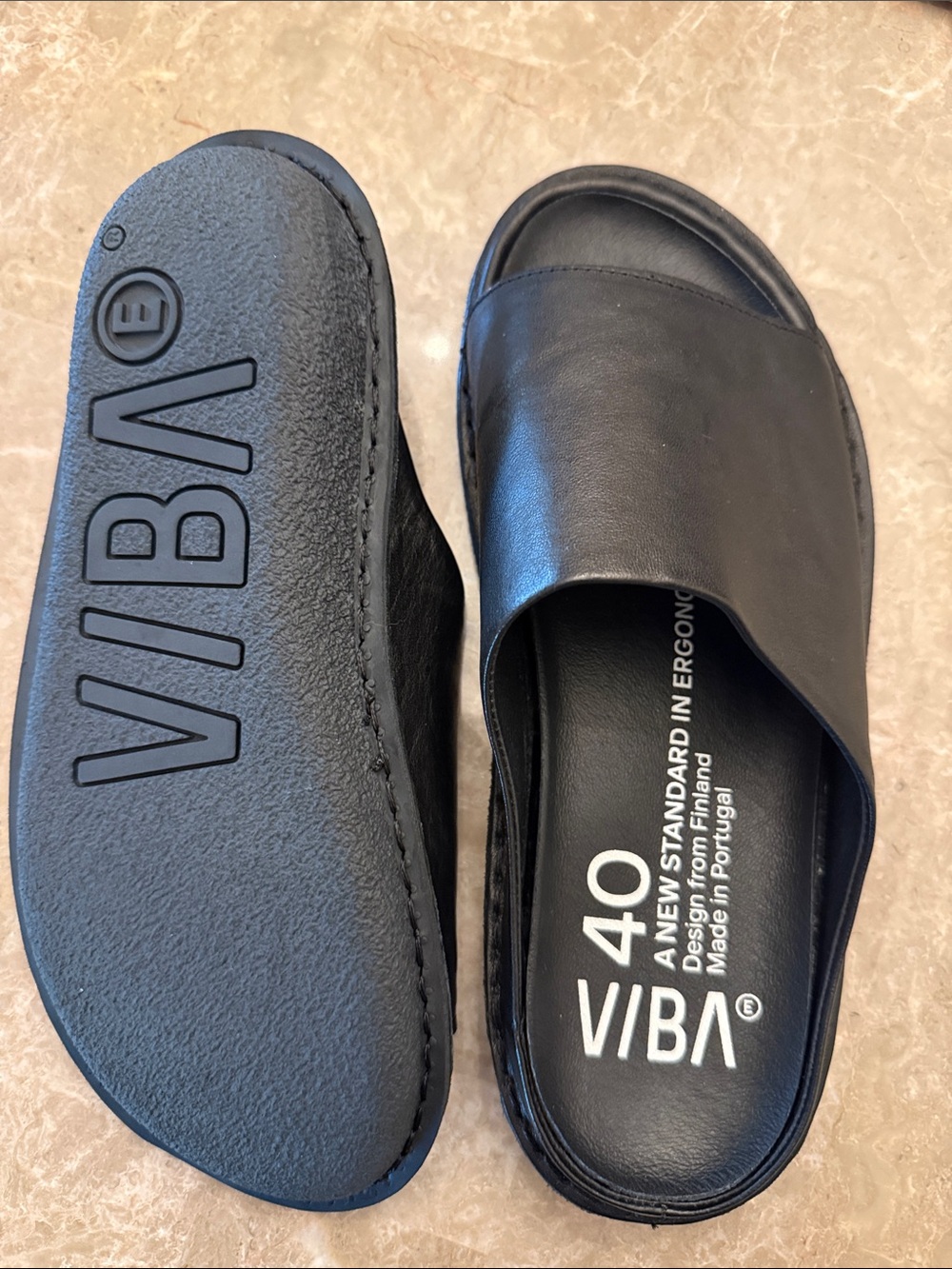 VIBA saint tropez black leather preto sandal